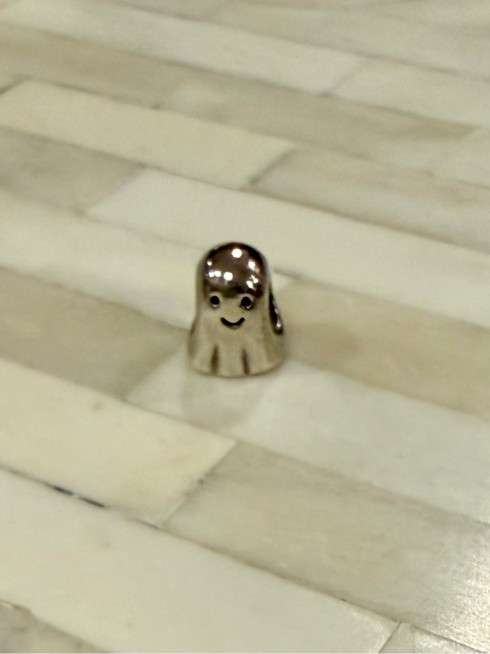 Pandora Ghost Charm Bead Sterling Silver Authentic Retired - Picture 2 of 4
